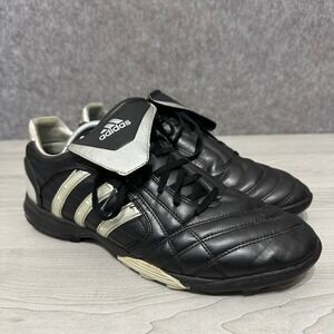 Vintage Adidas Bracara Traxion Turf Soccer Shoes Mens Size 12 Black Silver RARE